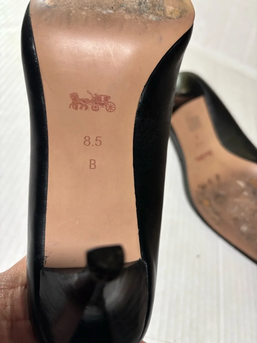 Coach Black Leather Mid-Heel Pump with Gold Horsebit - Picture 9 of 14